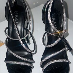 Bella Marie Black Strappy Heels